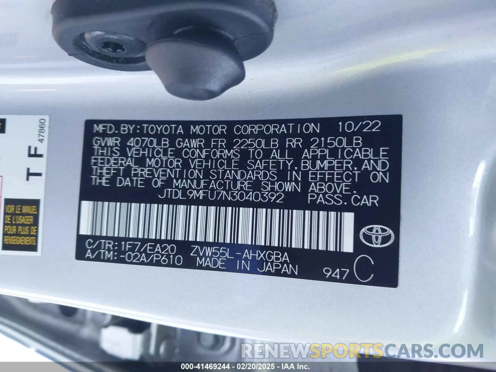 9 Photograph of a damaged car JTDL9MFU7N3040392 TOYOTA PRIUS 2022