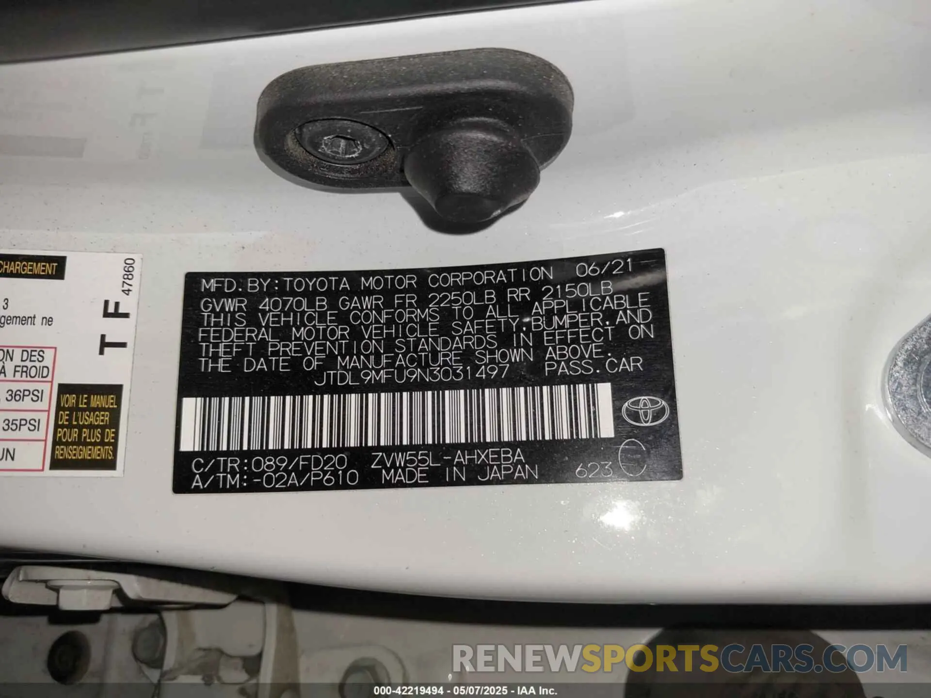 9 Фотография поврежденного автомобиля JTDL9MFU9N3031497 TOYOTA PRIUS 2022