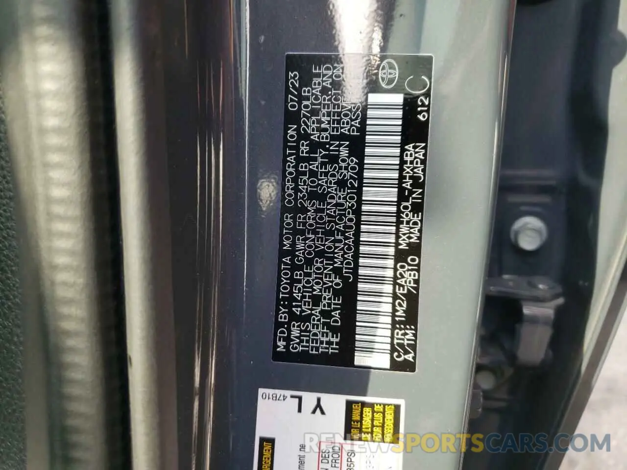 13 Фотография поврежденного автомобиля JTDACAAU0P3012709 TOYOTA PRIUS 2023
