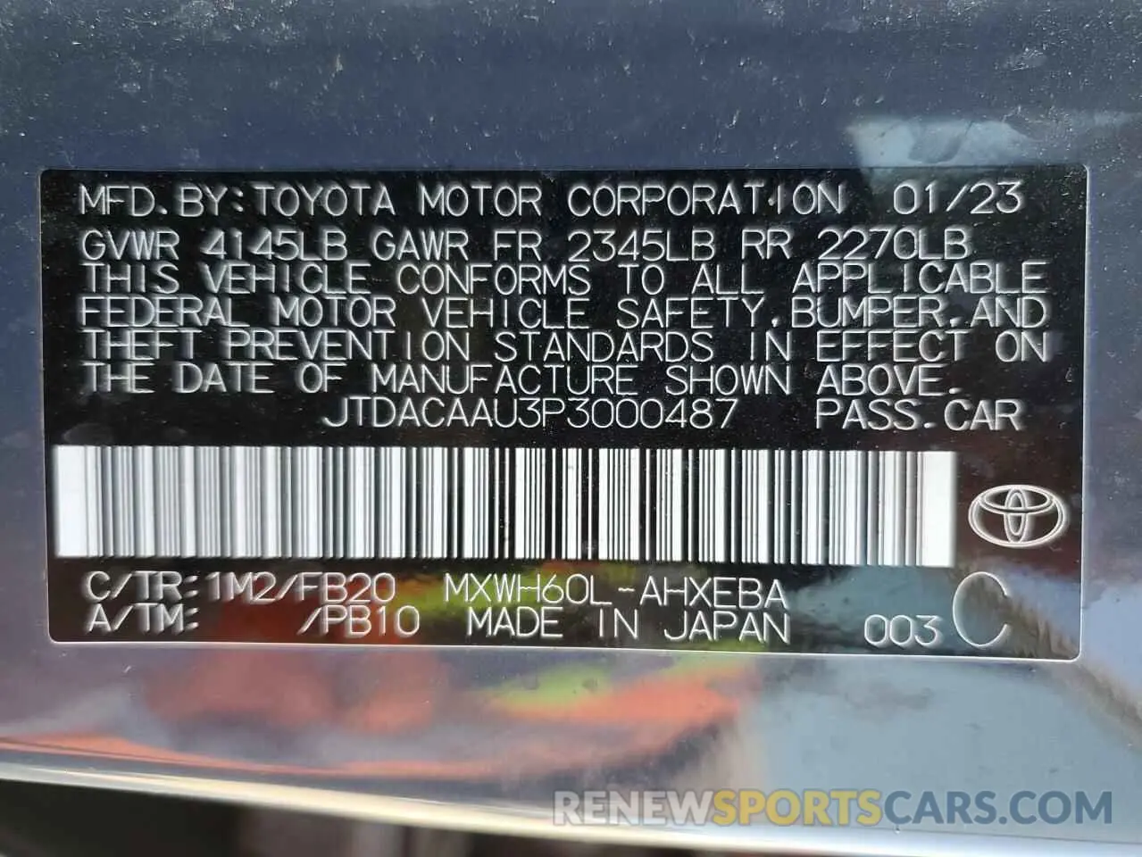 14 Photograph of a damaged car JTDACAAU3P3000487 TOYOTA PRIUS 2023