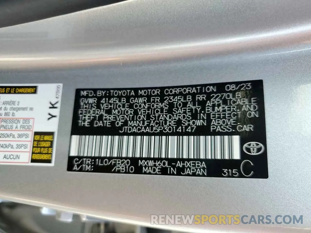 12 Фотография поврежденного автомобиля JTDACAAU5P3014147 TOYOTA PRIUS 2023