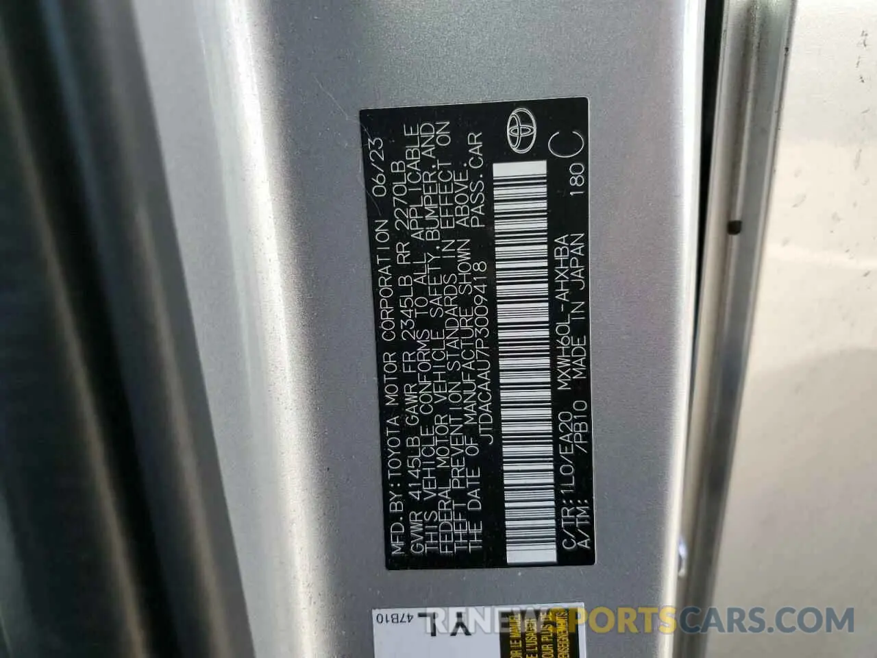 13 Фотография поврежденного автомобиля JTDACAAU7P3009418 TOYOTA PRIUS 2023