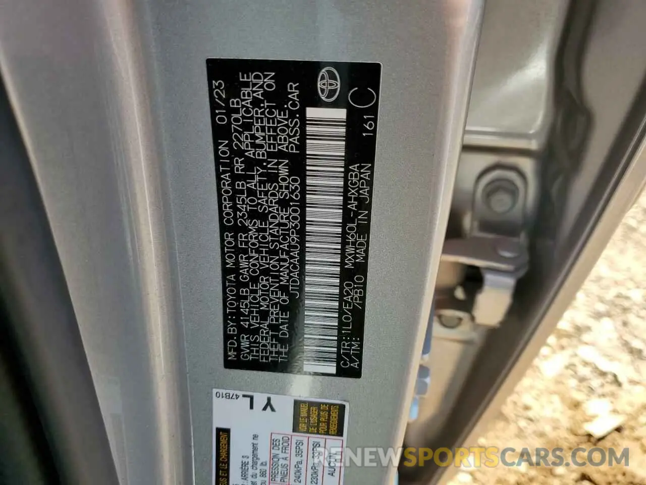 13 Photograph of a damaged car JTDACAAU9P3001630 TOYOTA PRIUS 2023