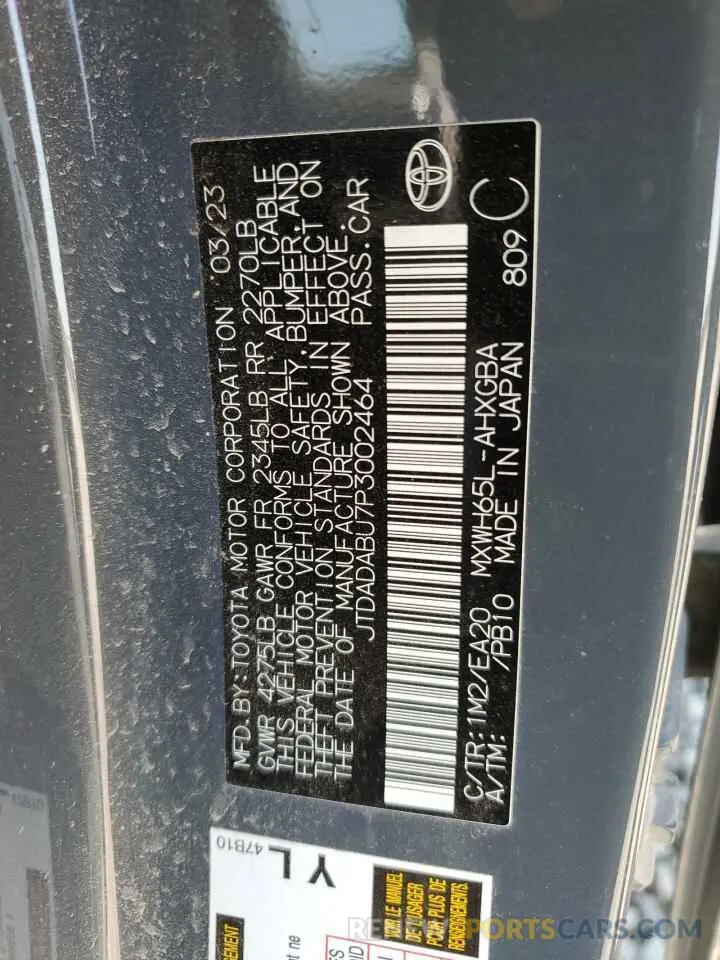 13 Photograph of a damaged car JTDADABU7P3002464 TOYOTA PRIUS 2023