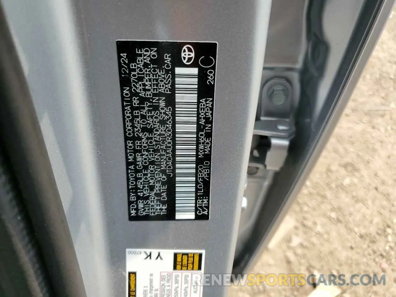 13 Фотография поврежденного автомобиля JTDACAAU0R3046345 TOYOTA PRIUS 2024