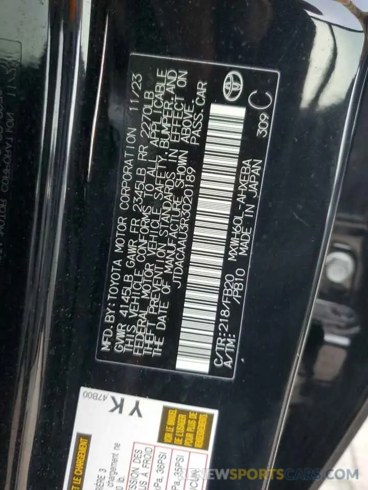 13 Photograph of a damaged car JTDACAAU3R3020189 TOYOTA PRIUS 2024
