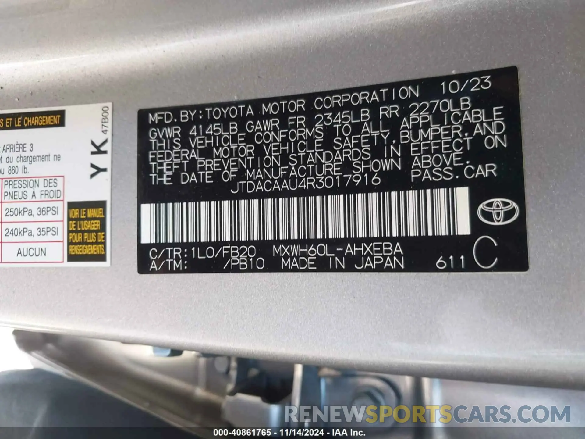 9 Photograph of a damaged car JTDACAAU4R3017916 TOYOTA PRIUS 2024