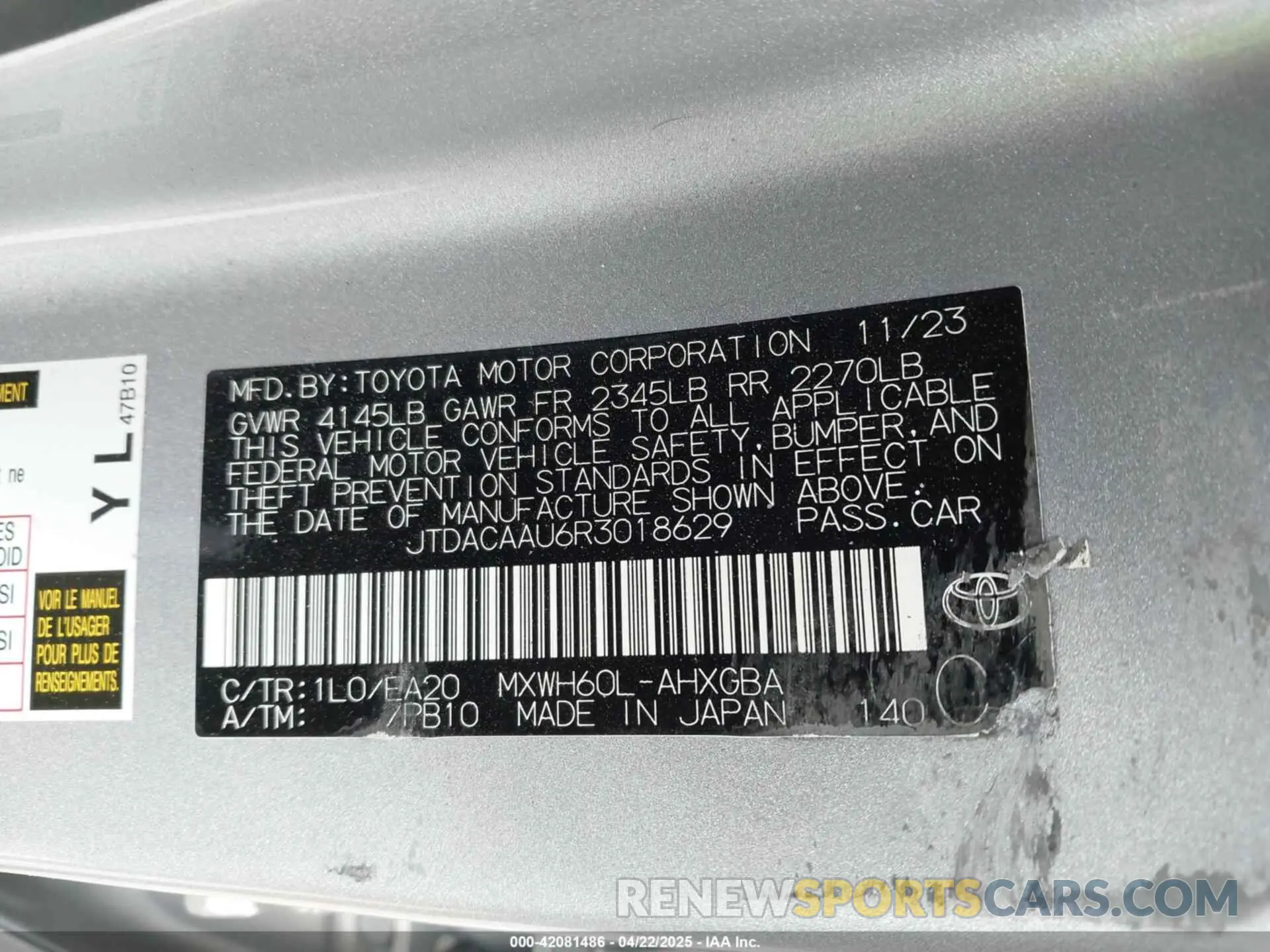 9 Фотография поврежденного автомобиля JTDACAAU6R3018629 TOYOTA PRIUS 2024