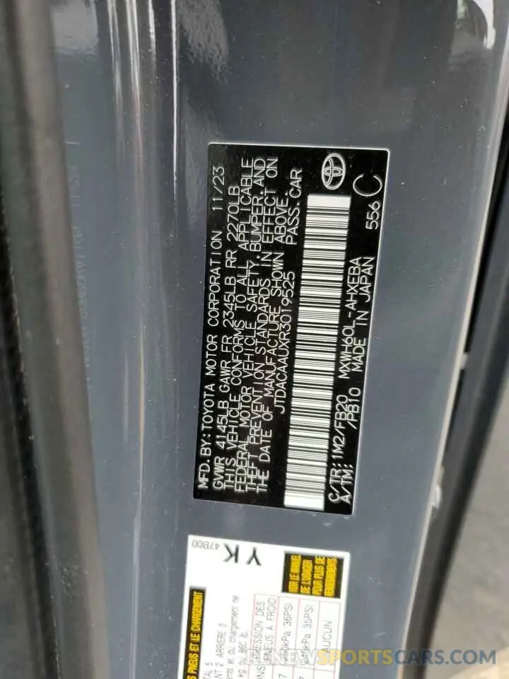 13 Фотография поврежденного автомобиля JTDACAAUXR3019525 TOYOTA PRIUS 2024
