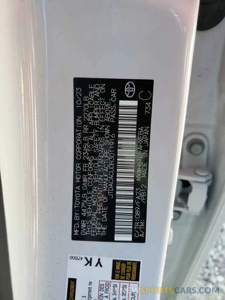 13 Photograph of a damaged car JTDACACU0R3011916 TOYOTA PRIUS 2024