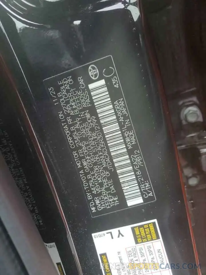 13 Фотография поврежденного автомобиля JTDACACU5R3012799 TOYOTA PRIUS 2024