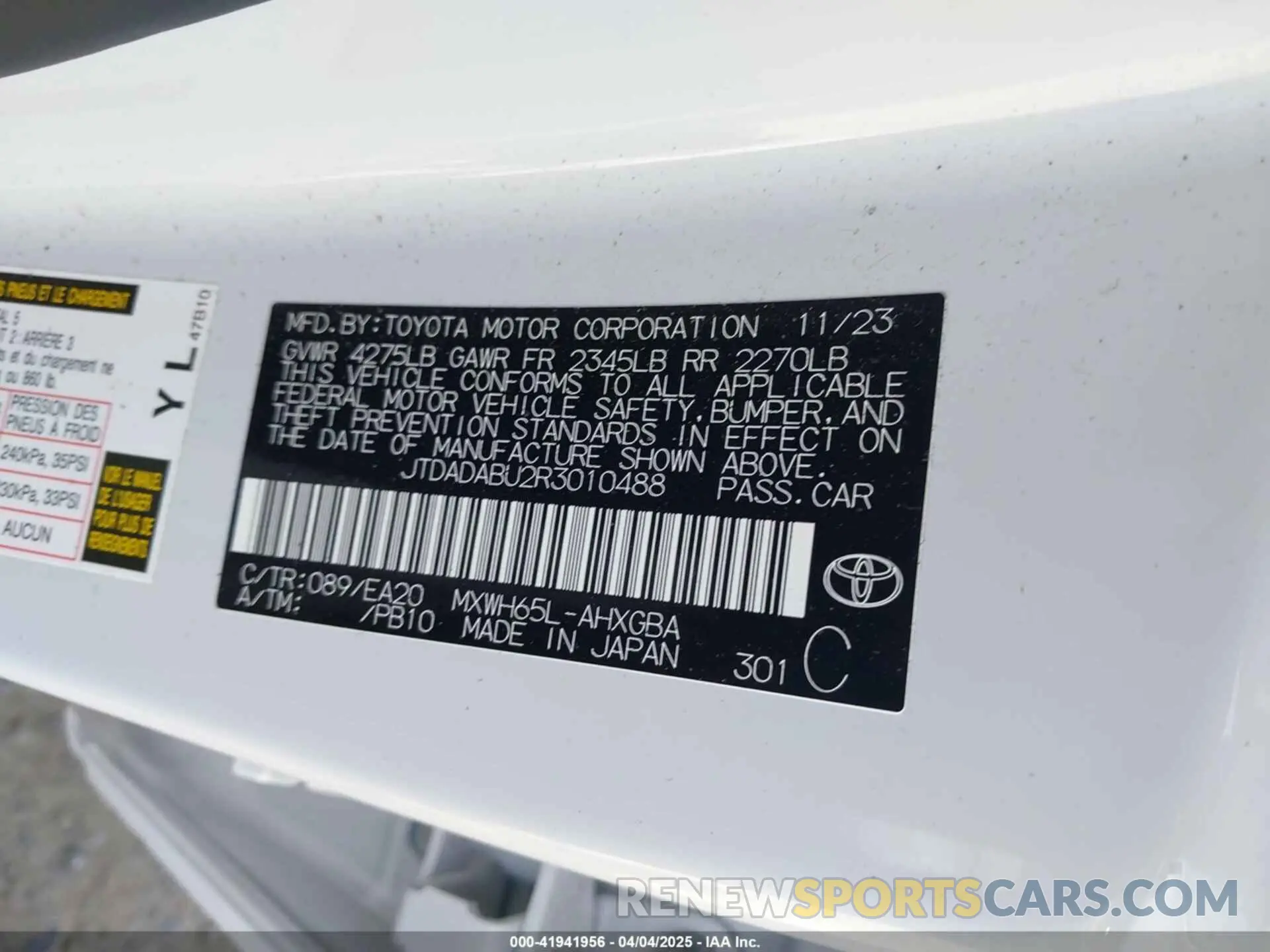 9 Фотография поврежденного автомобиля JTDADABU2R3010488 TOYOTA PRIUS 2024