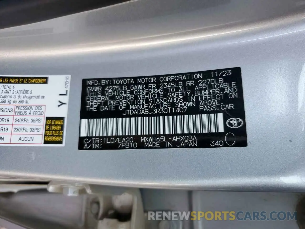 12 Photograph of a damaged car JTDADABU3R3011407 TOYOTA PRIUS 2024
