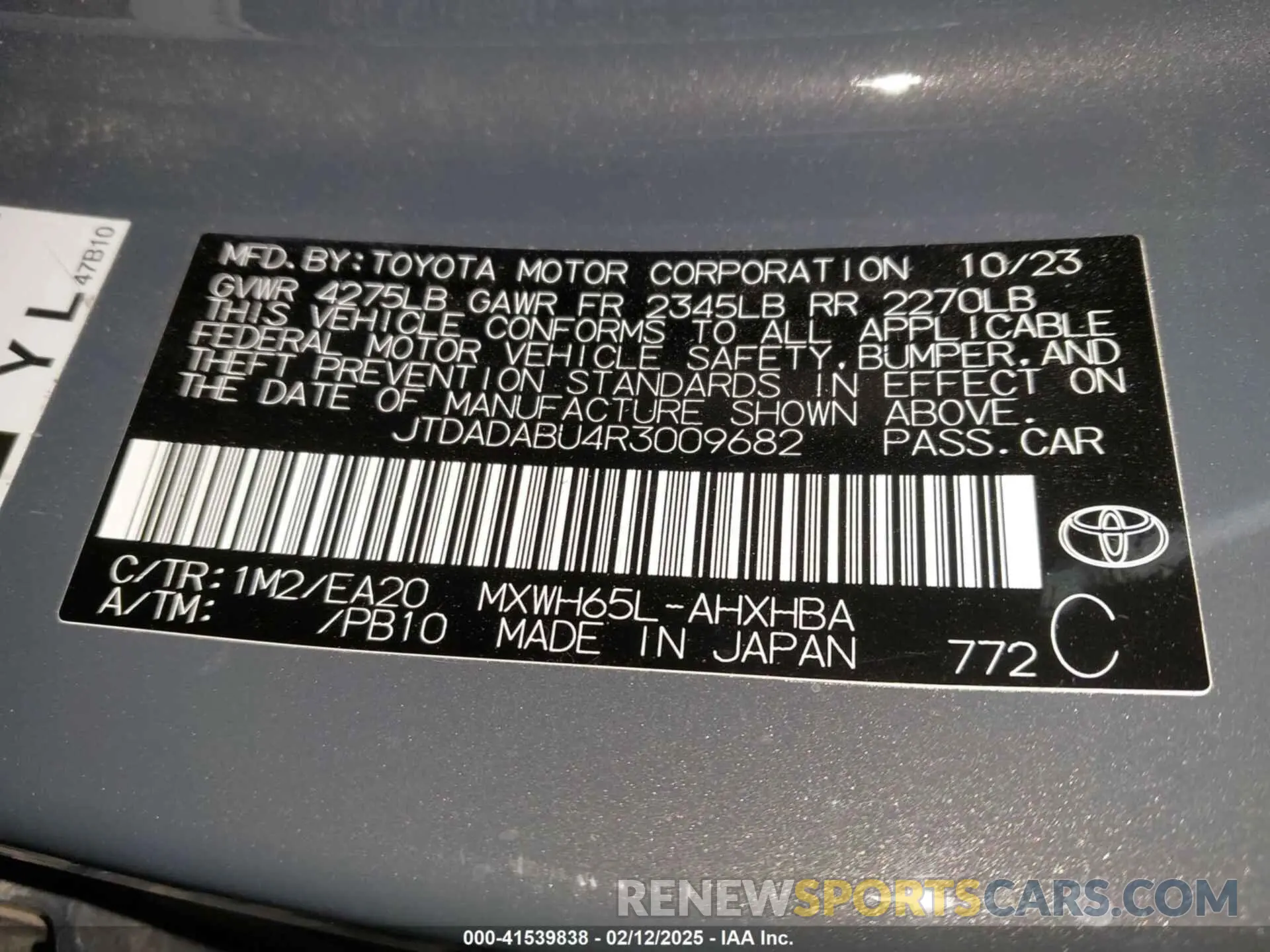 9 Фотография поврежденного автомобиля JTDADABU4R3009682 TOYOTA PRIUS 2024