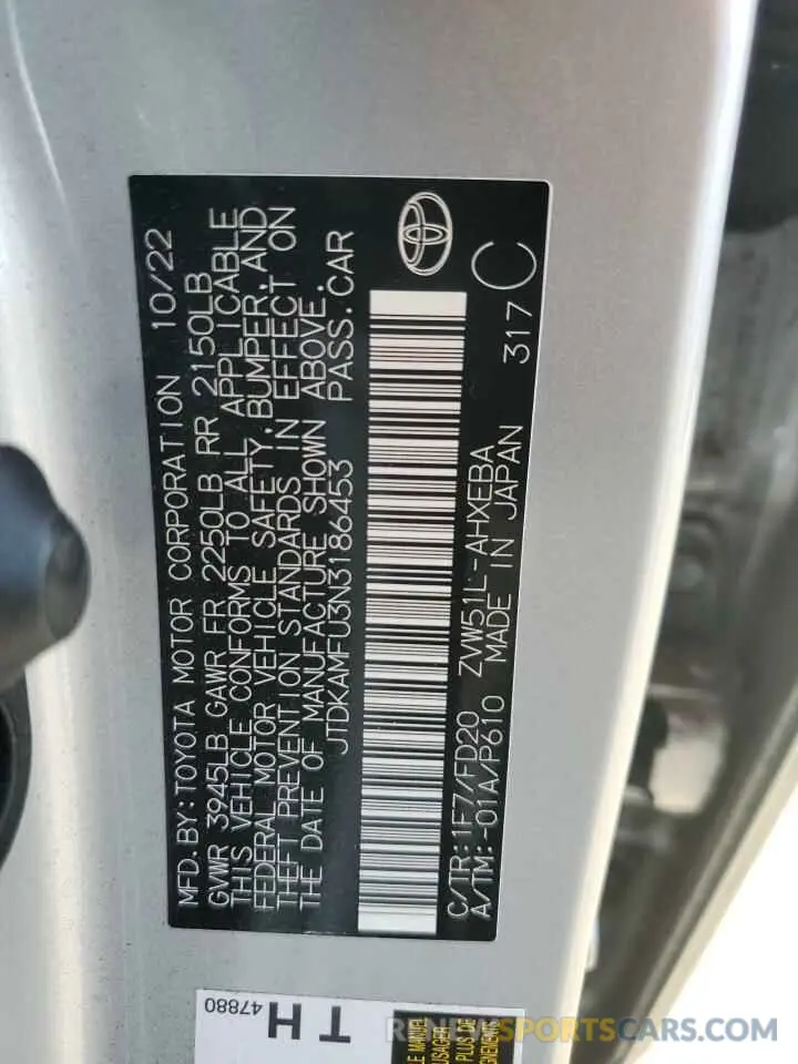 12 Photograph of a damaged car JTDKAMFU3N3186453 TOYOTA PRIUS NIGH 2022