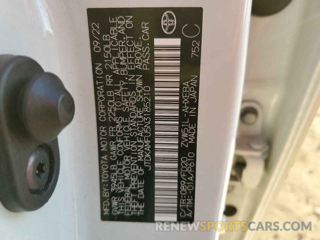 13 Фотография поврежденного автомобиля JTDKAMFU5N3185210 TOYOTA PRIUS NIGH 2022