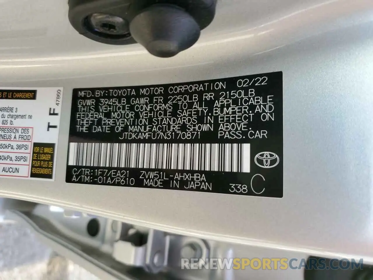 14 Фотография поврежденного автомобиля JTDKAMFU7N3170871 TOYOTA PRIUS NIGH 2022