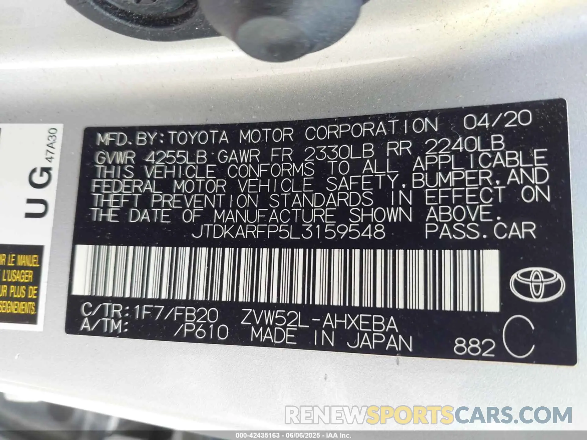 9 Photograph of a damaged car JTDKARFP5L3159548 TOYOTA PRIUS PRIME 2020