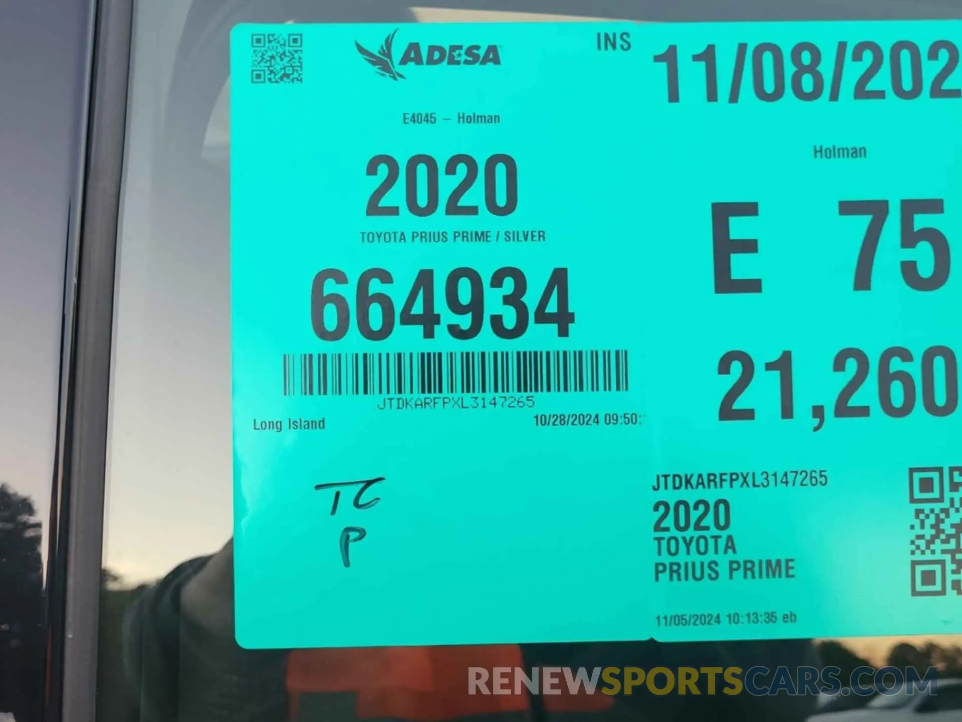 19 Photograph of a damaged car JTDKARFPXL3147265 TOYOTA PRIUS PRIME 2020