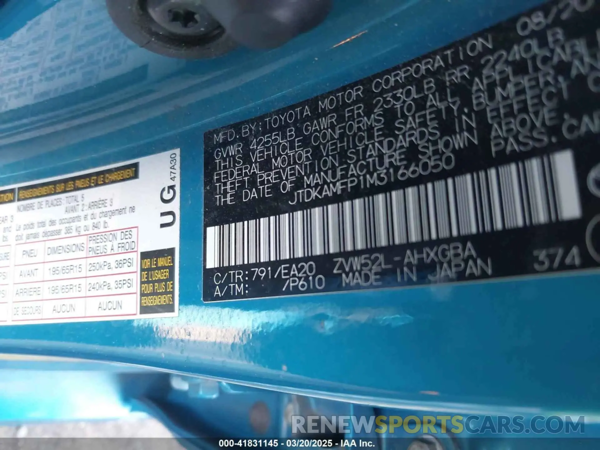9 Photograph of a damaged car JTDKAMFP1M3166050 TOYOTA PRIUS PRIME 2021