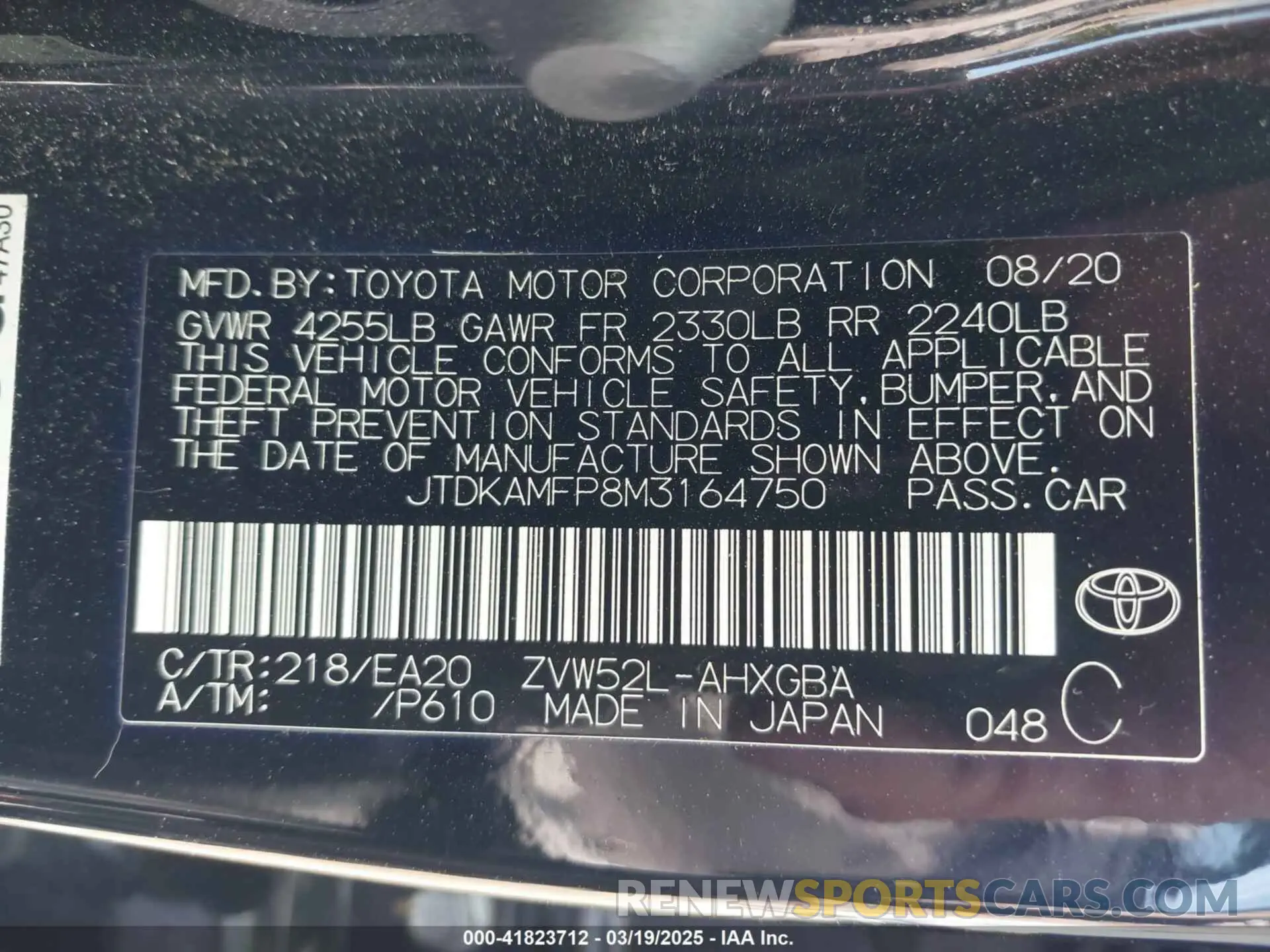 9 Photograph of a damaged car JTDKAMFP8M3164750 TOYOTA PRIUS PRIME 2021