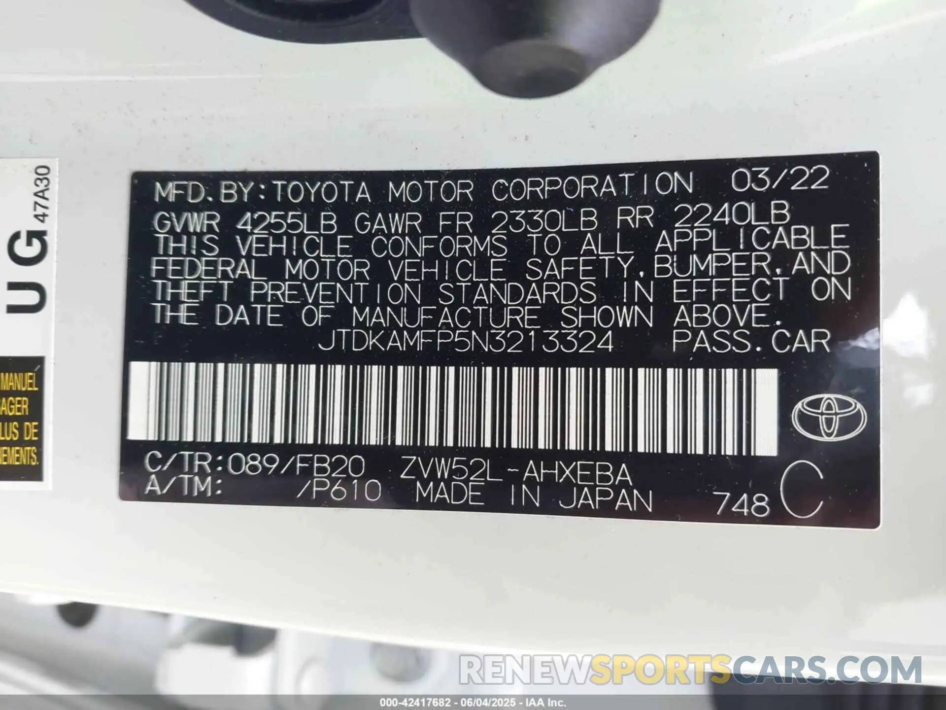 9 Photograph of a damaged car JTDKAMFP5N3213324 TOYOTA PRIUS PRIME 2022