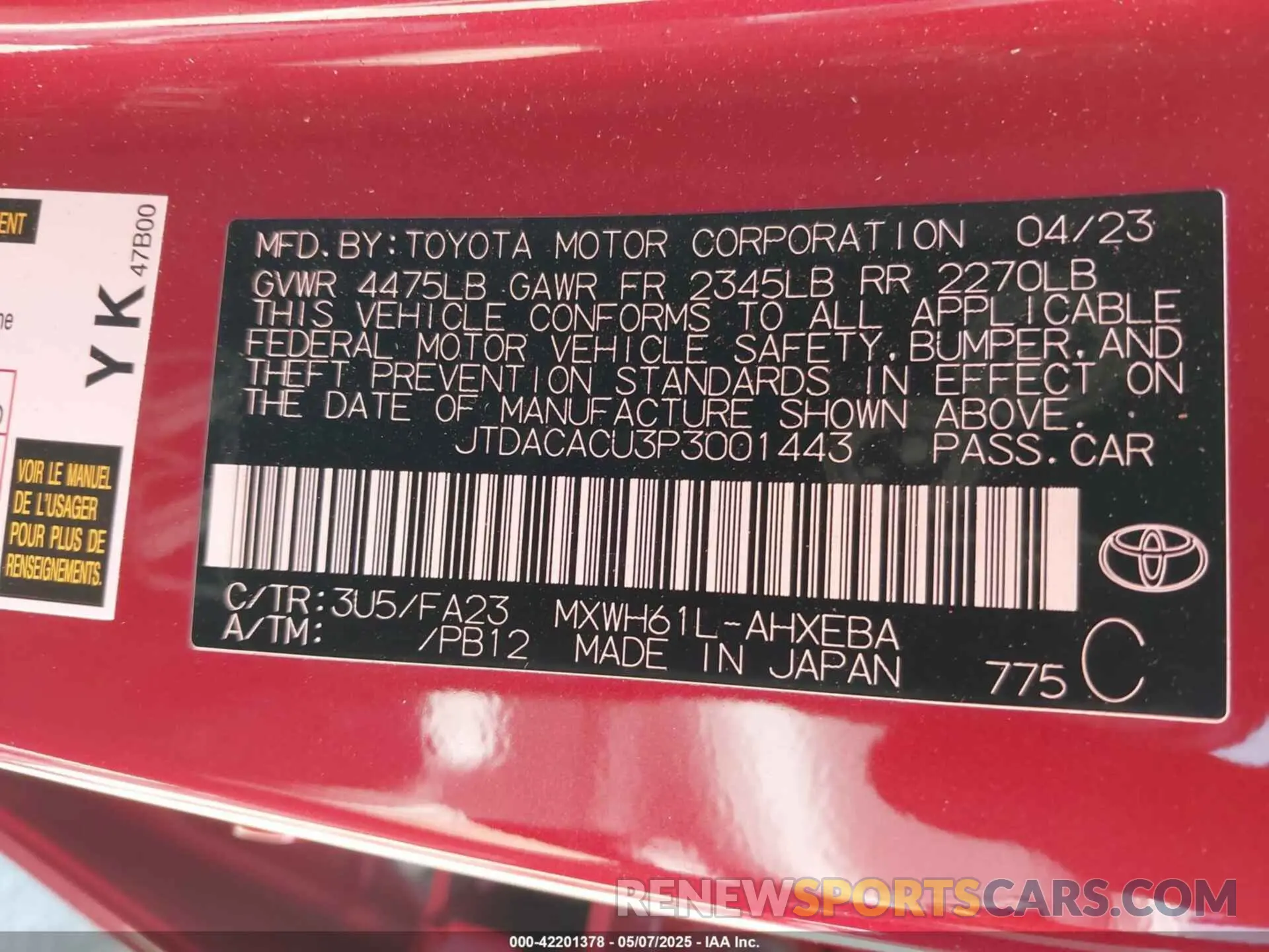 9 Фотография поврежденного автомобиля JTDACACU3P3001443 TOYOTA PRIUS PRIME 2023