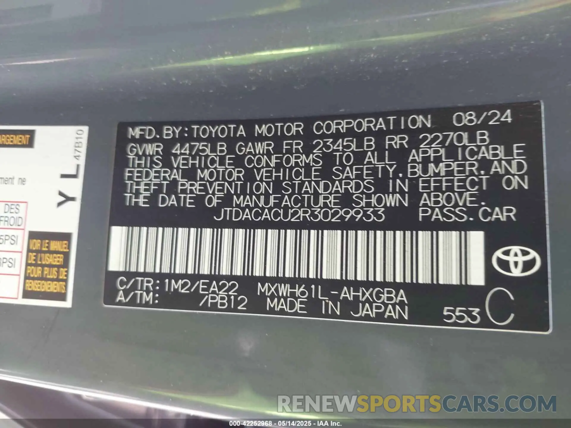 9 Фотография поврежденного автомобиля JTDACACU2R3029933 TOYOTA PRIUS PRIME 2024