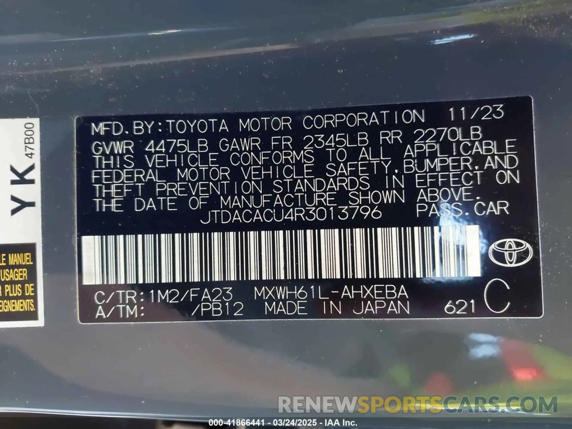 9 Photograph of a damaged car JTDACACU4R3013796 TOYOTA PRIUS PRIME 2024