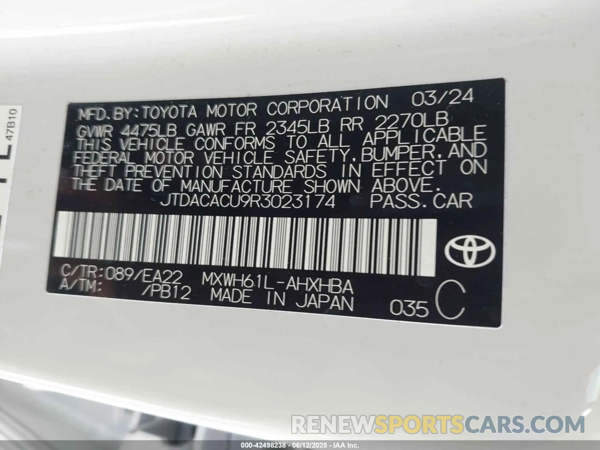 9 Photograph of a damaged car JTDACACU9R3023174 TOYOTA PRIUS PRIME 2024