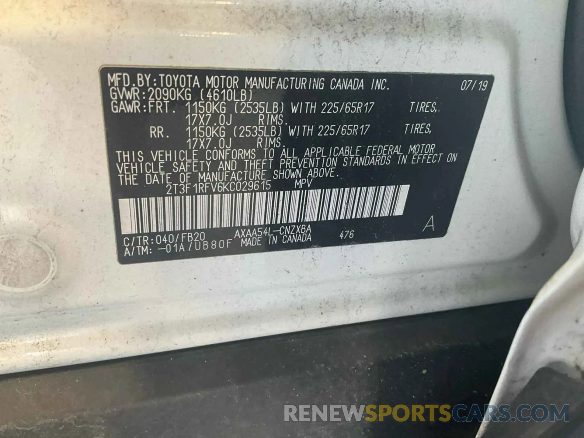 14 Фотография поврежденного автомобиля 2T3F1RFV6KC029615 TOYOTA RAV4 2019