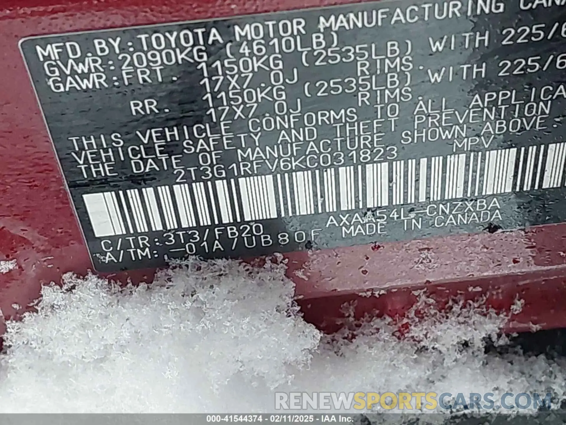 9 Фотография поврежденного автомобиля 2T3G1RFV6KC031823 TOYOTA RAV4 2019