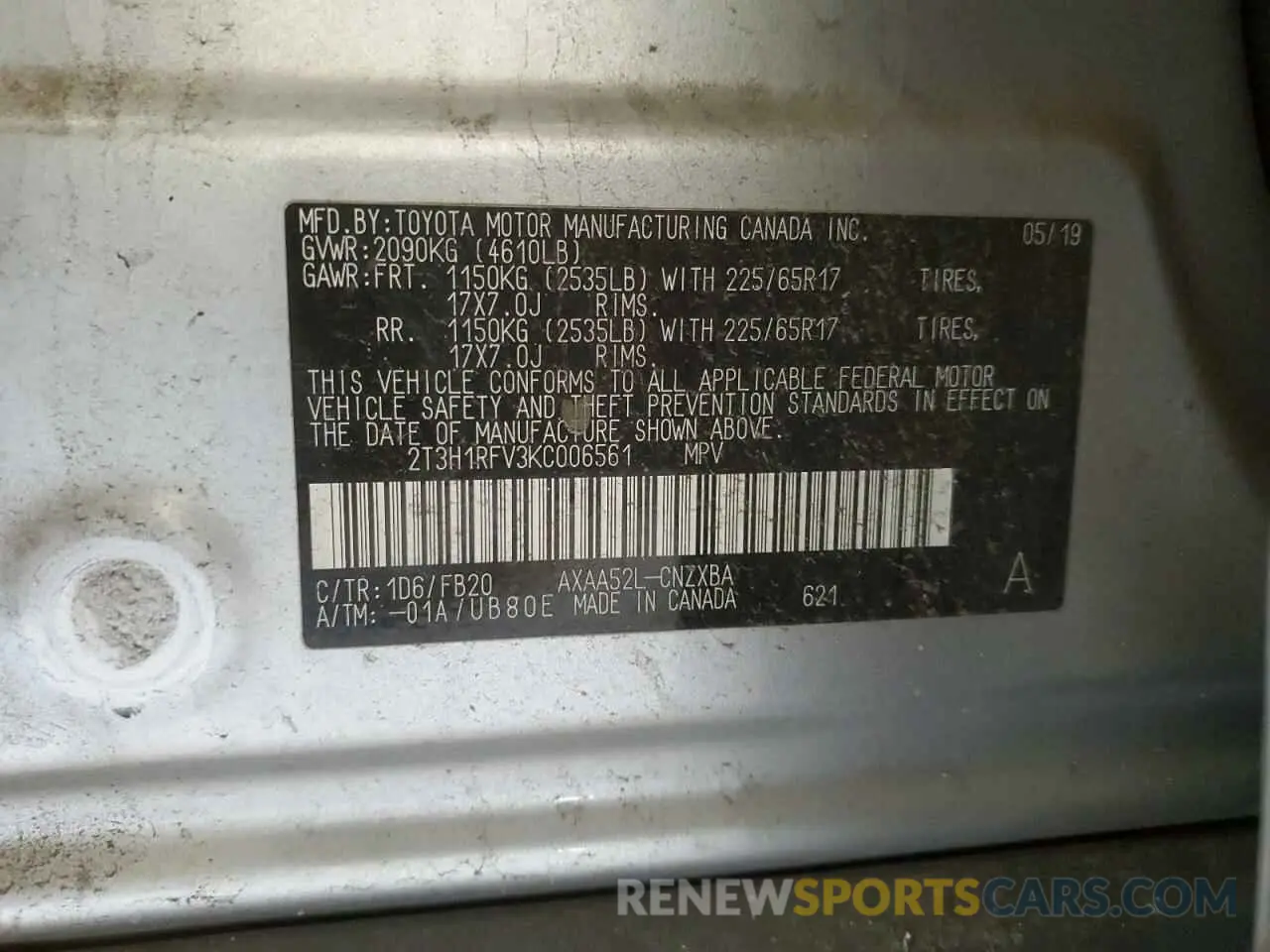 14 Фотография поврежденного автомобиля 2T3H1RFV3KC006561 TOYOTA RAV4 2019