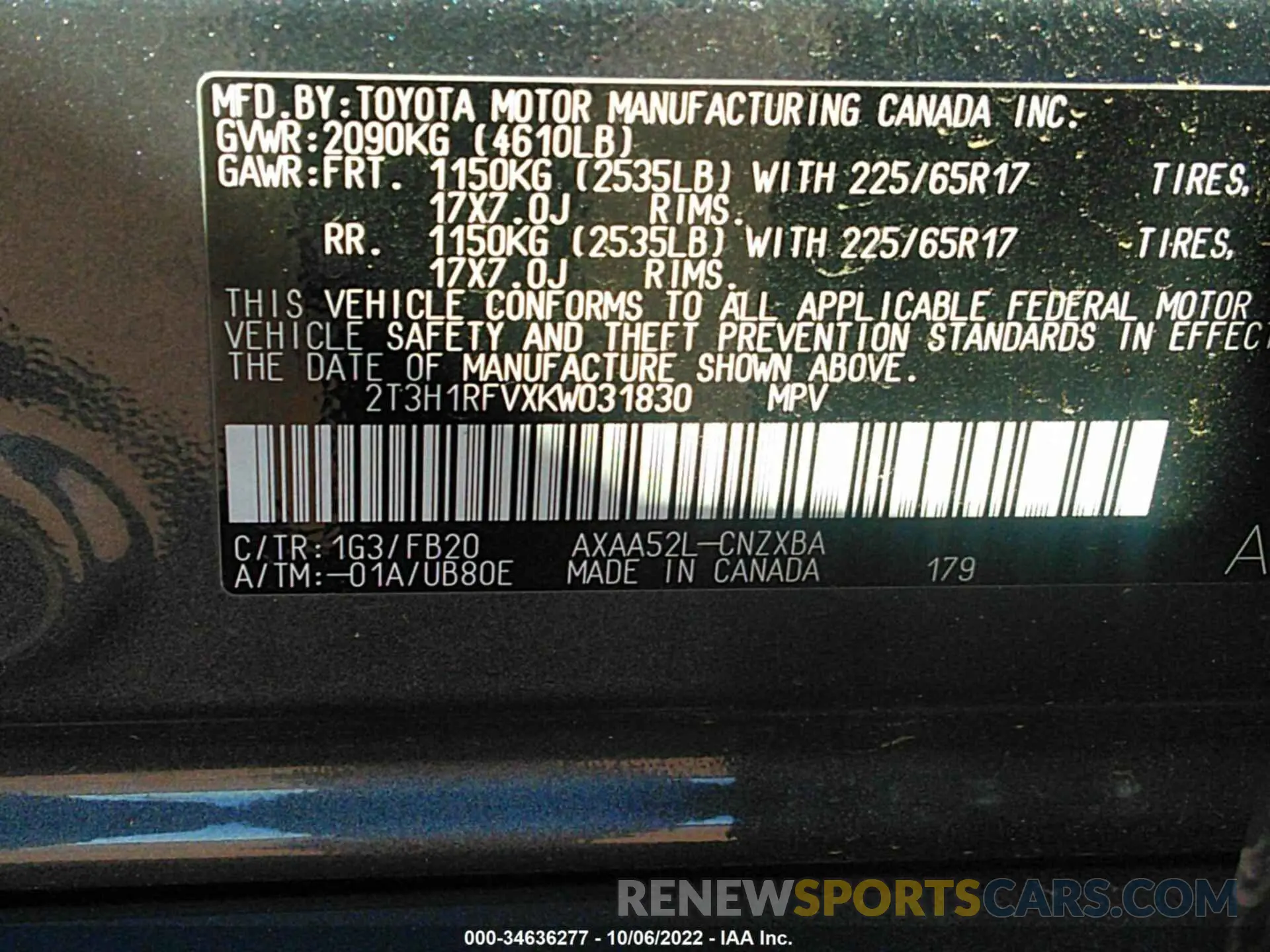 9 Photograph of a damaged car 2T3H1RFVXKW031830 TOYOTA RAV4 2019
