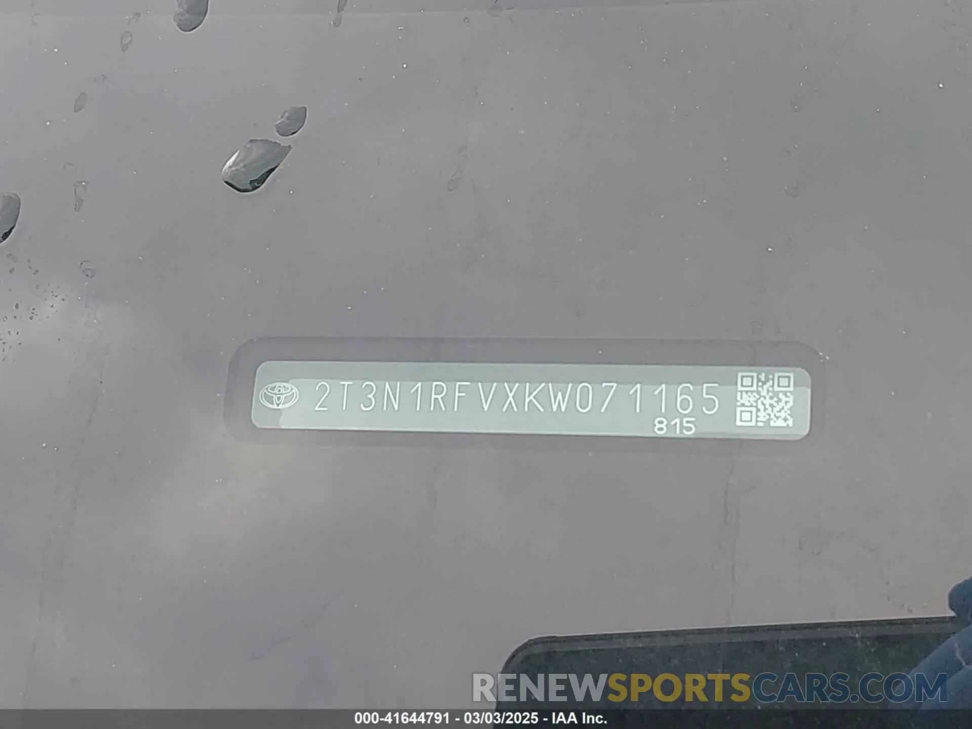 9 Фотография поврежденного автомобиля 2T3N1RFVXKW071165 TOYOTA RAV4 2019