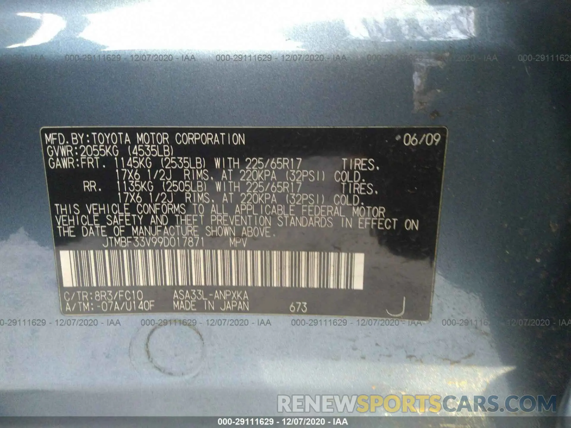9 Фотография поврежденного автомобиля 2T3P1RFV0KW033565 TOYOTA RAV4 2019