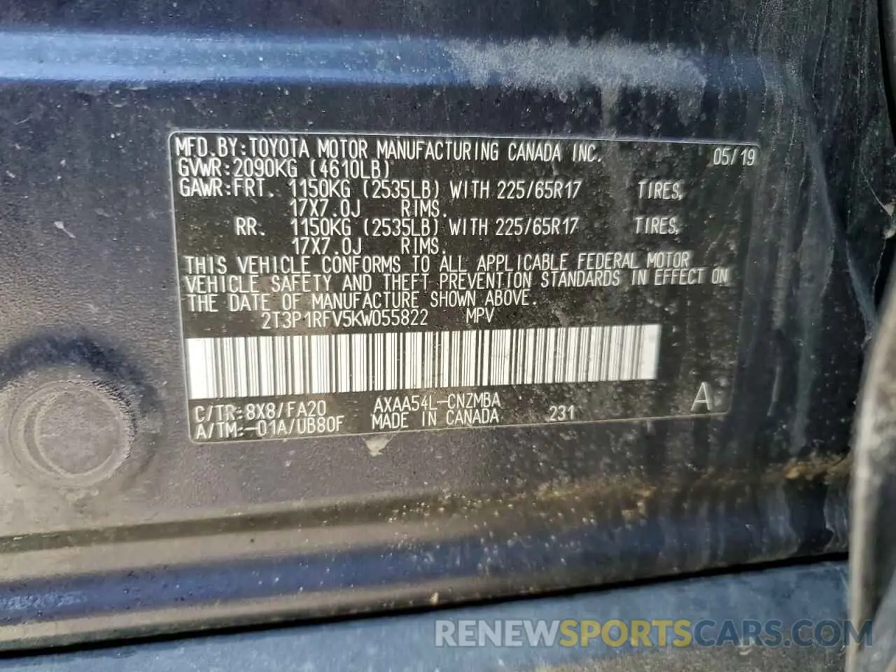 15 Photograph of a damaged car 2T3P1RFV5KW055822 TOYOTA RAV4 2019