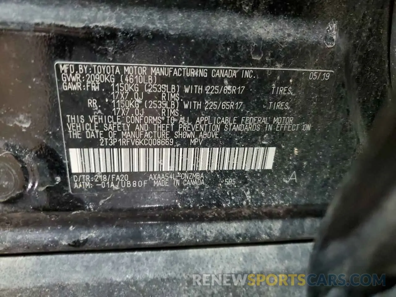 13 Фотография поврежденного автомобиля 2T3P1RFV6KC008669 TOYOTA RAV4 2019