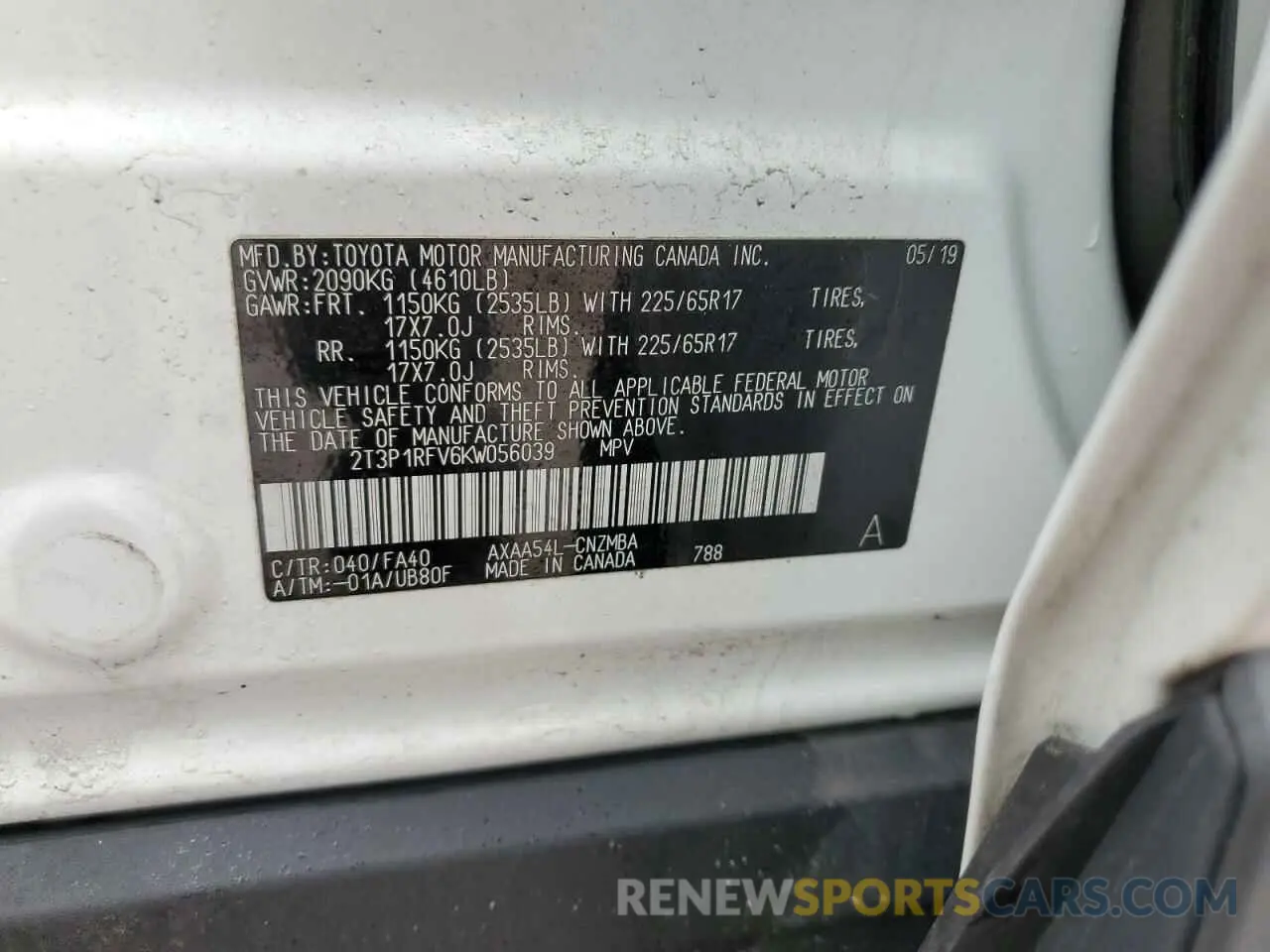 15 Фотография поврежденного автомобиля 2T3P1RFV6KW056039 TOYOTA RAV4 2019