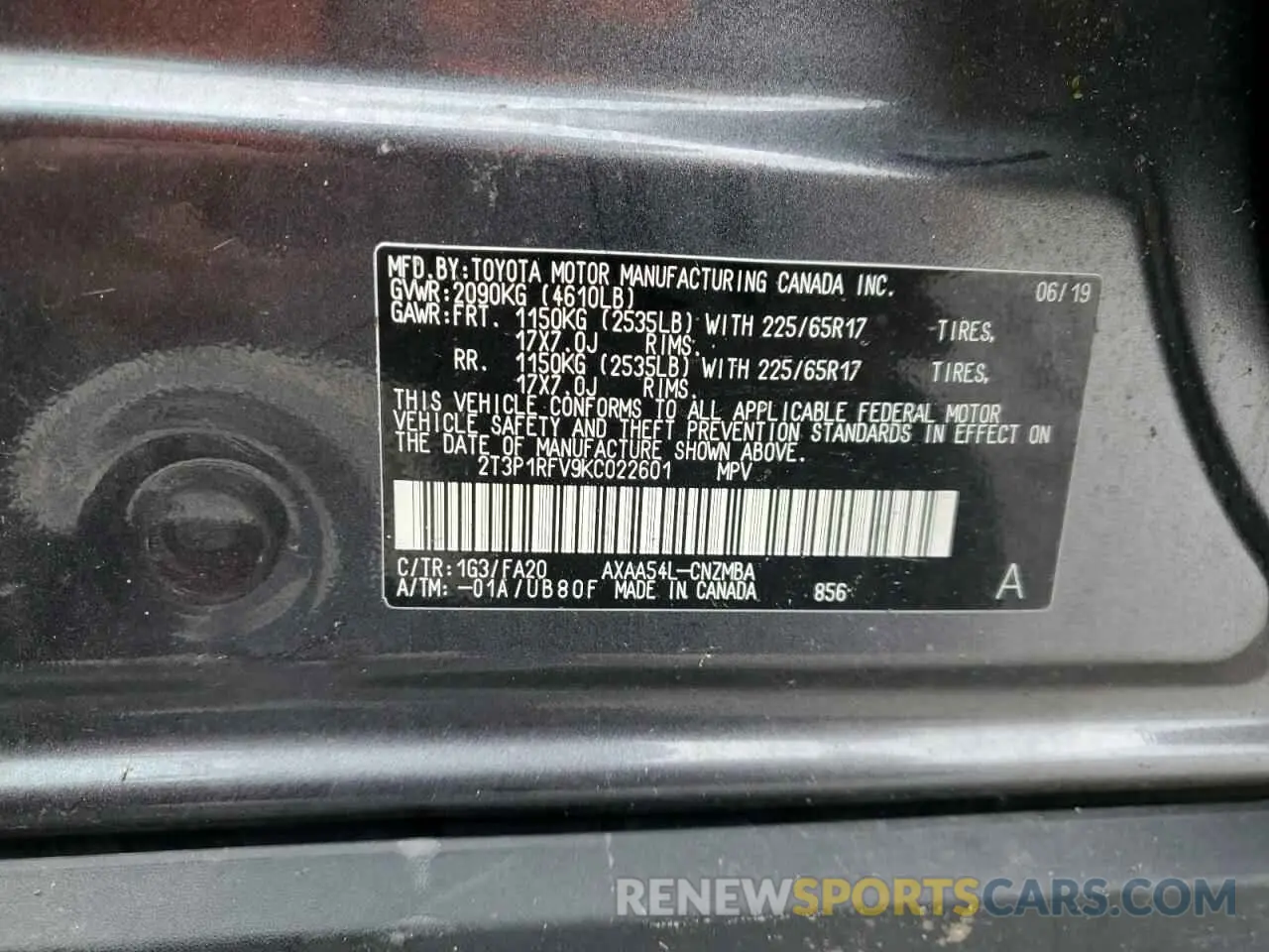 14 Фотография поврежденного автомобиля 2T3P1RFV9KC022601 TOYOTA RAV4 2019