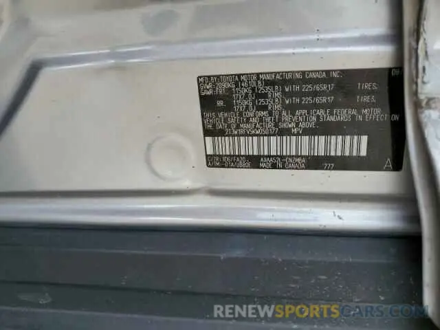 13 Фотография поврежденного автомобиля 2T3W1RFV5KW050177 TOYOTA RAV4 2019