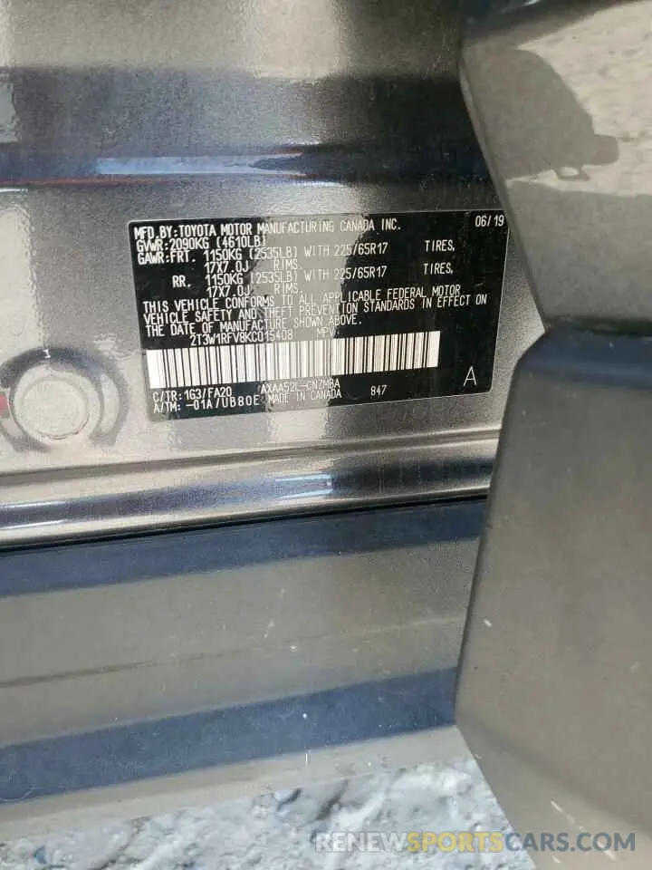 14 Фотография поврежденного автомобиля 2T3W1RFV8KC015408 TOYOTA RAV4 2019