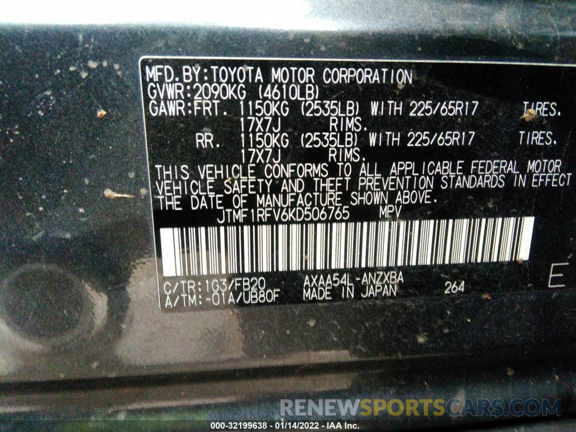 9 Photograph of a damaged car JTMF1RFV6KD506765 TOYOTA RAV4 2019