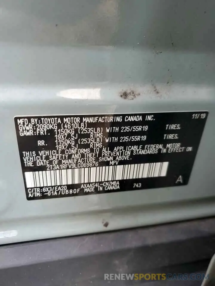 14 Фотография поврежденного автомобиля 2T3A1RFV9LC069876 TOYOTA RAV4 2020