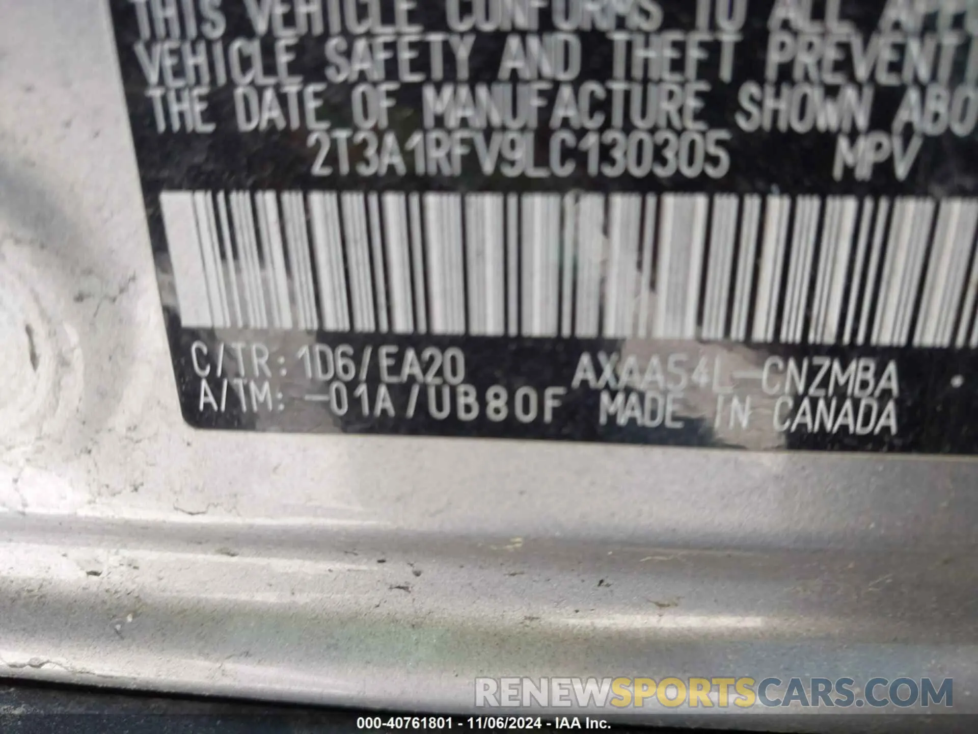 17 Photograph of a damaged car 2T3A1RFV9LC130305 TOYOTA RAV4 2020