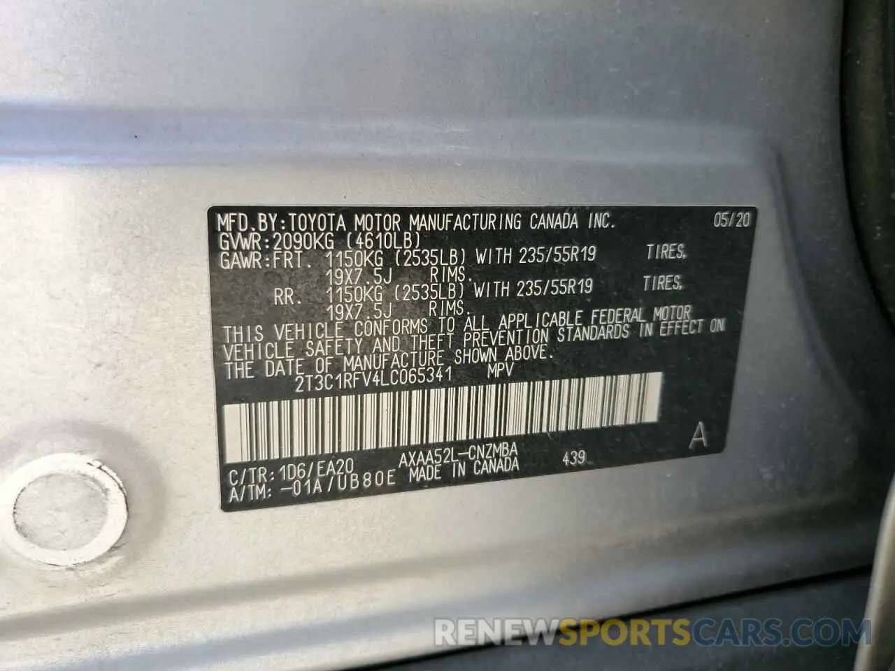 13 Фотография поврежденного автомобиля 2T3C1RFV4LC065341 TOYOTA RAV4 2020