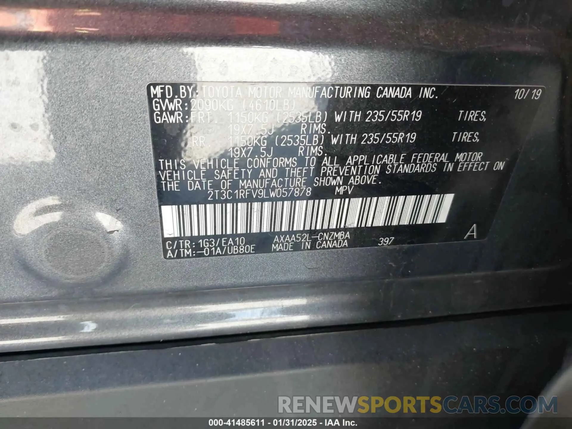 9 Фотография поврежденного автомобиля 2T3C1RFV9LW057878 TOYOTA RAV4 2020