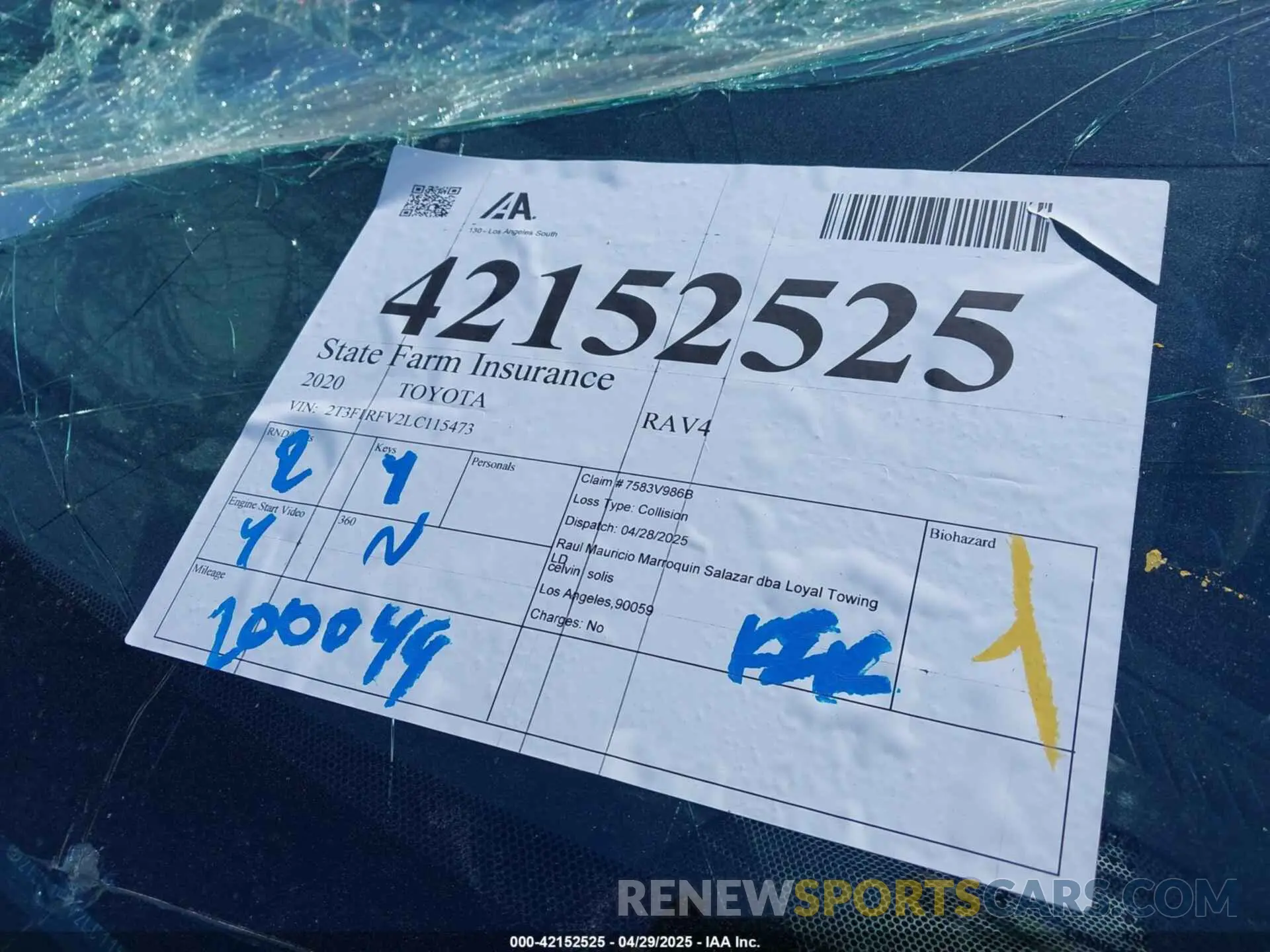 12 Photograph of a damaged car 2T3F1RFV2LC115473 TOYOTA RAV4 2020