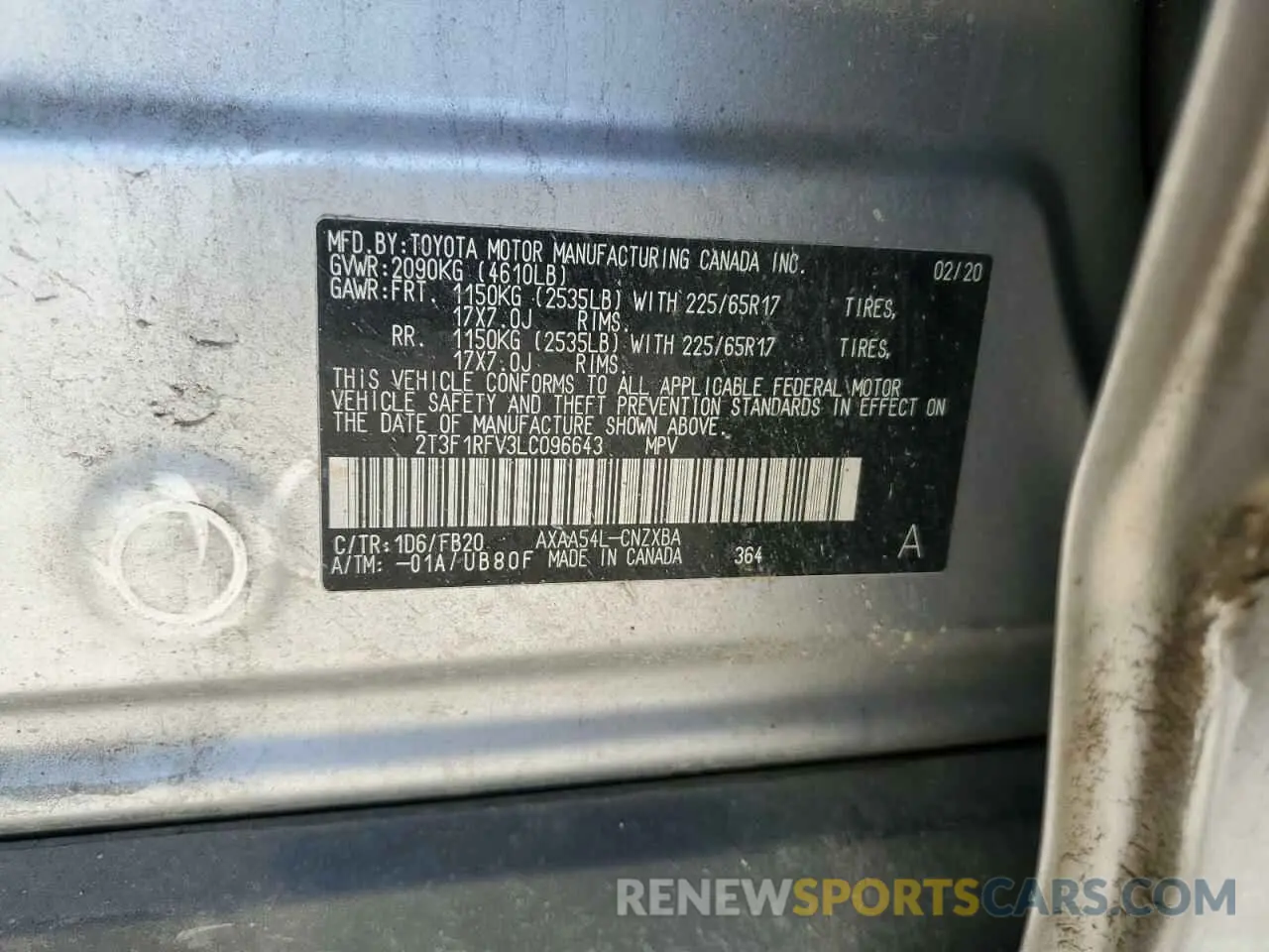 15 Фотография поврежденного автомобиля 2T3F1RFV3LC096643 TOYOTA RAV4 2020