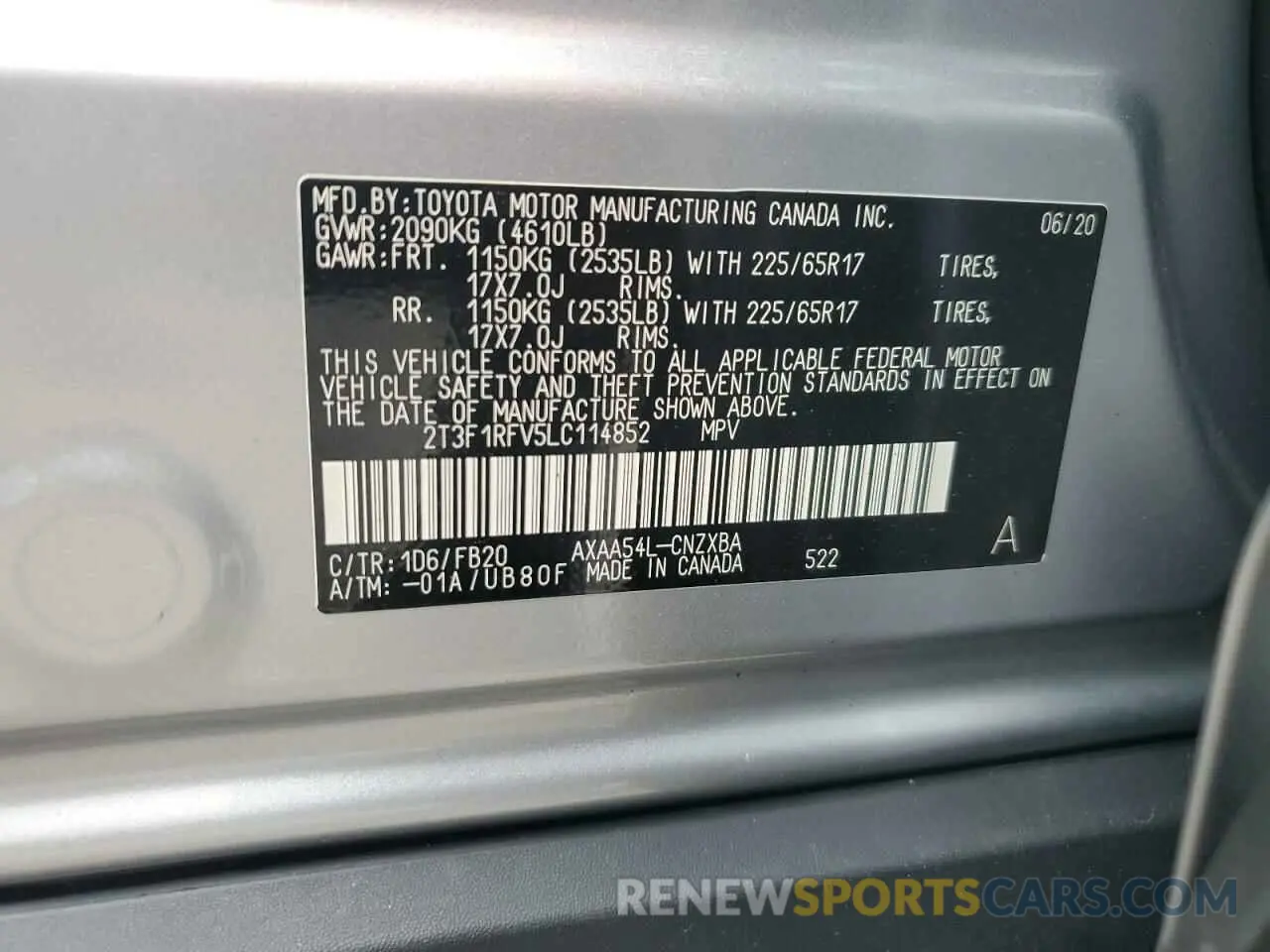 12 Фотография поврежденного автомобиля 2T3F1RFV5LC114852 TOYOTA RAV4 2020